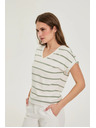 Moodo Olive Green Striped Blouse Moodo