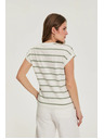 Moodo Olive Green Striped Blouse Moodo