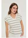 Moodo Olive Green Striped Blouse Moodo