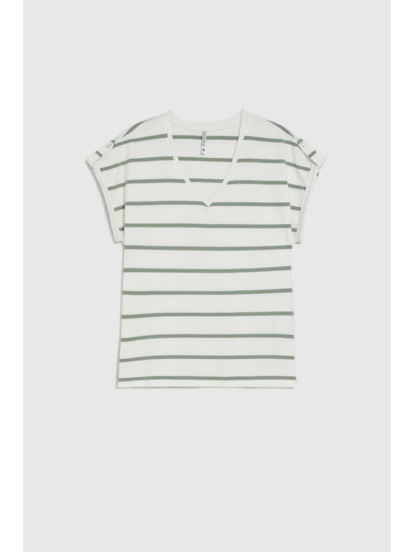 Moodo Olive Green Striped Blouse Moodo