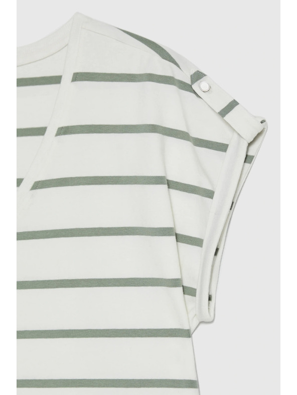 Moodo Olive Green Striped Blouse Moodo
