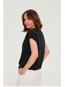Moodo Bavlněné tričko s výstřihem do véčka černé Moodo