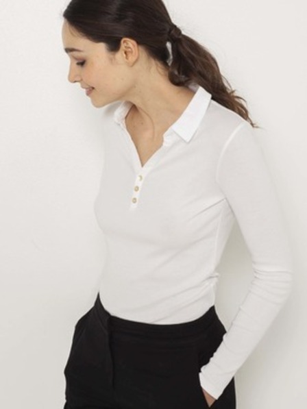 CAMAIEU Bílé triko s límečkem