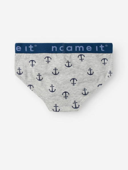 name it Sada tří klučičích slipů v šedé a modré barvě