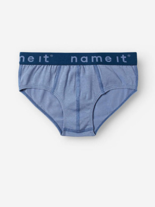 name it Sada tří klučičích slipů v šedé a modré barvě