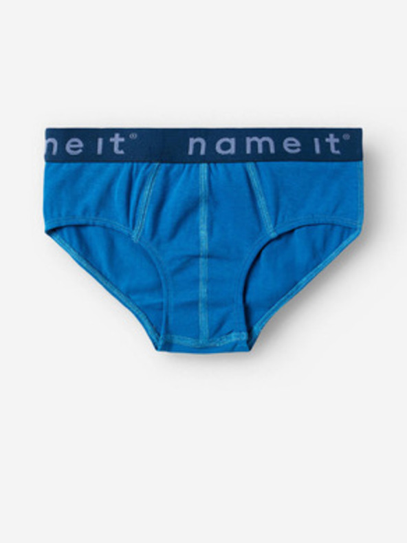 name it Sada tří klučičích slipů v šedé a modré barvě