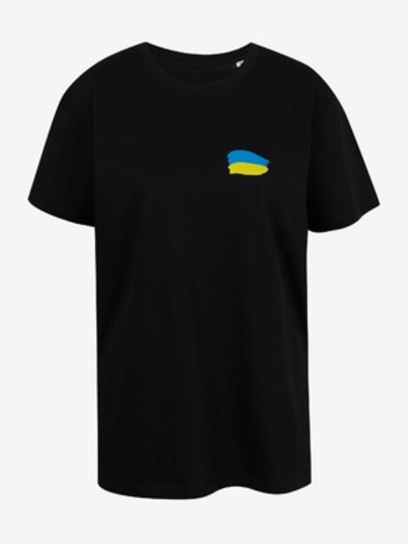 DOBRO Černé dámské oversize tričko Netřeba slov z kolekce DOBRO. pro Ukrajinu