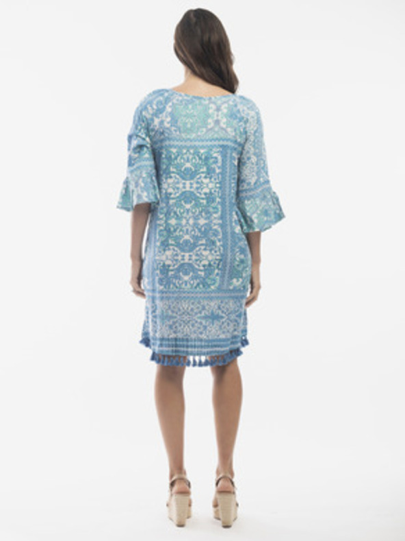 Orientique Modré dámské vzorované šaty