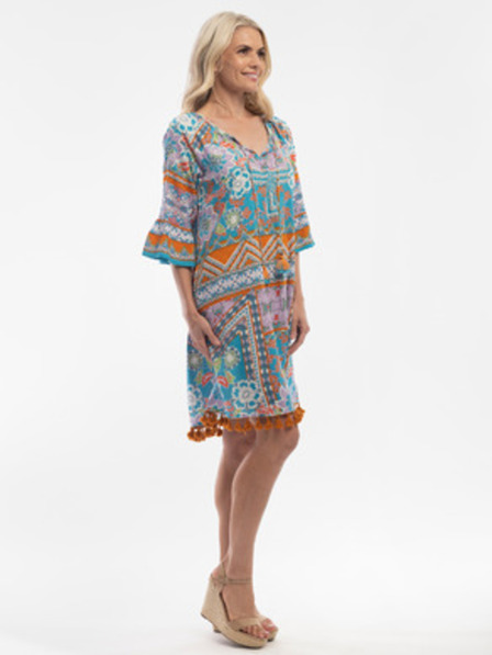 Orientique Tyrkysové dámské vzorované šaty