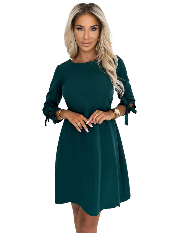 numoco Trapézové šaty s mašlemi - zelené Numoco ALICE