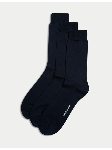 Marks & Spencer 3 páry ponožek, s vysokým podílem egyptské bavlny Marks & Spencer námořnická modrá
