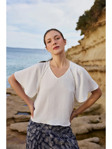 Moodo Košile s širokými rukávy bílá Moodo