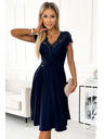 numoco Šifonové šaty s krajkovým výstřihem - Tmavě modrá Numoco LINDA