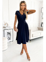 numoco Šifonové šaty s krajkovým výstřihem - Tmavě modrá Numoco LINDA