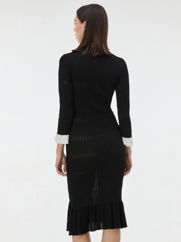 Orsay Černé dámské úpletové midi šaty ORSAY