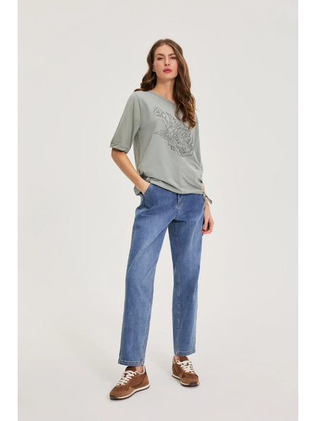 Moodo Bavlněná halenka s korálky olivová Moodo