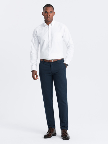 Ombre Clothing Tmavě modré pánské chino kalhoty Ombre Clothing