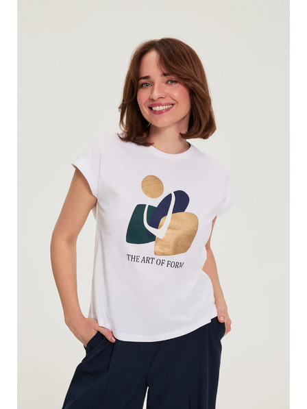 Moodo Bavlněná halenka s potiskem bílá Moodo