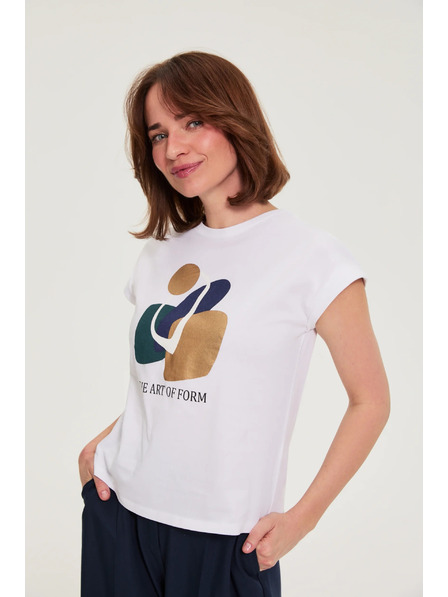 Moodo Bavlněná halenka s potiskem bílá Moodo