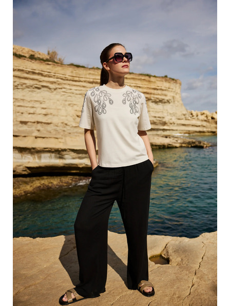 Moodo Bavlněná halenka s potiskem bílá Moodo