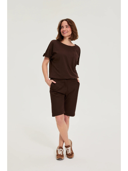 Moodo Bavlněné šortky hnědé Moodo