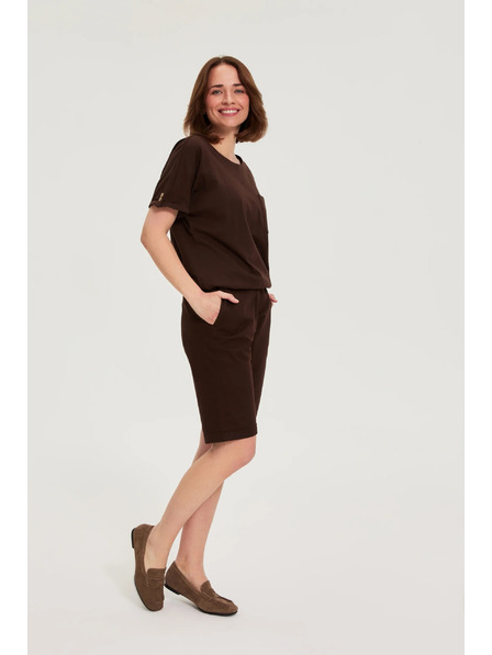 Moodo Bavlněné šortky hnědé Moodo