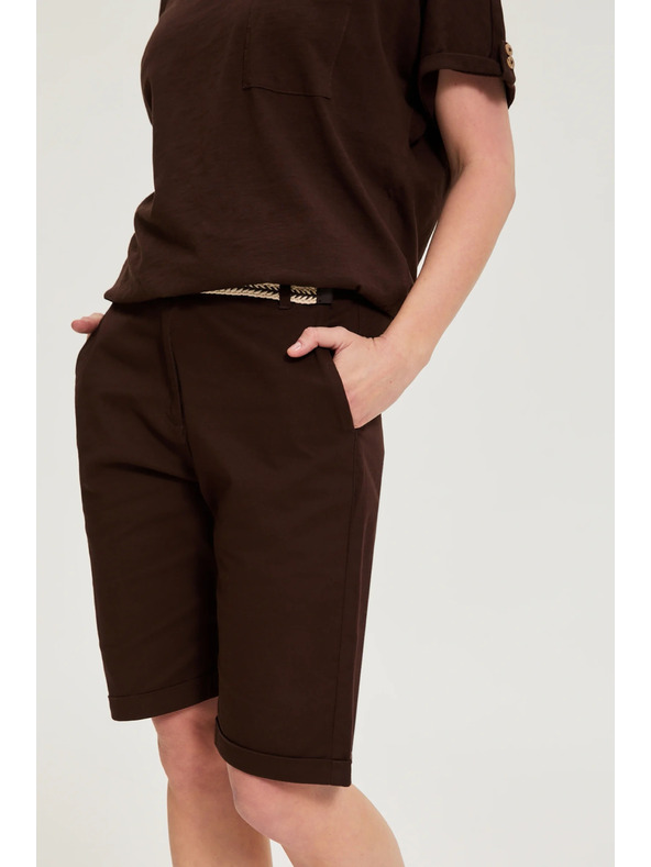 Moodo Bavlněné šortky hnědé Moodo