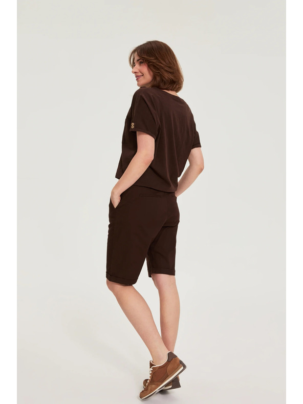 Moodo Bavlněné šortky hnědé Moodo