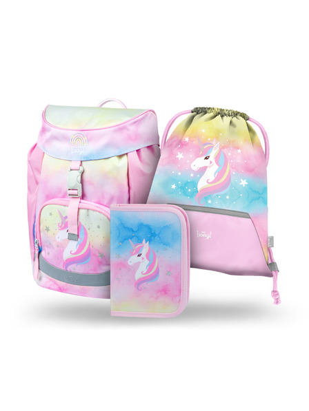 BAAGL  BAAGL 3 SET Airy Rainbow Unicorn: aktovka, penál, sáček