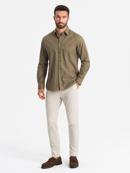 Ombre Clothing Pánské kalhoty chino REGULAR FIT béžové Ombre Clothing