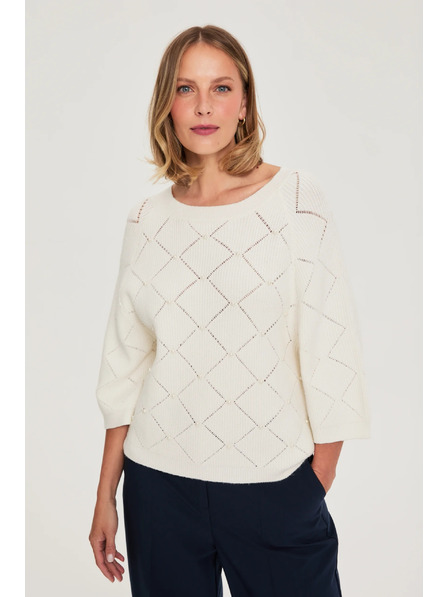 Moodo Béžový svetr zdobený korálky Moodo