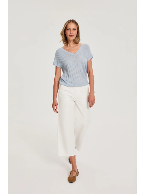 Moodo Světle modrý svetr s krátkými rukávy Moodo