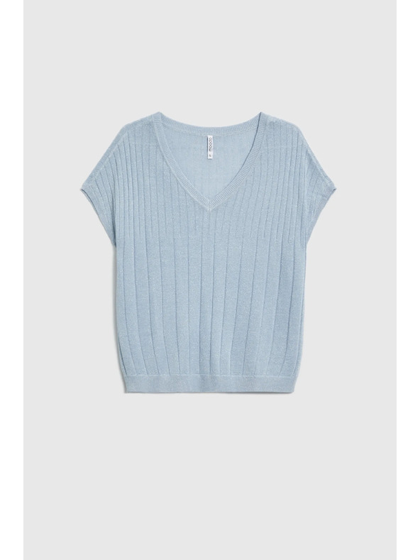 Moodo Světle modrý svetr s krátkými rukávy Moodo