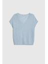 Moodo Světle modrý svetr s krátkými rukávy Moodo