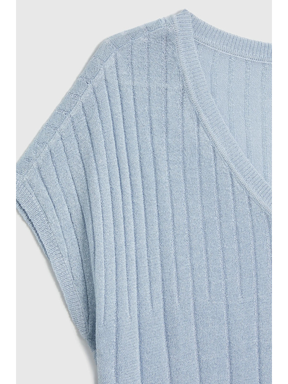 Moodo Světle modrý svetr s krátkými rukávy Moodo