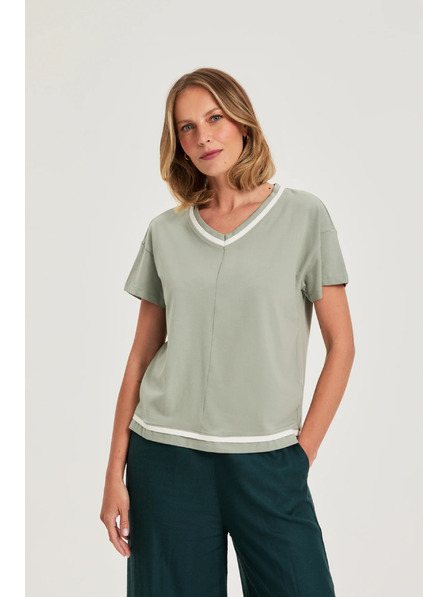 Moodo Olivová halenka s výstřihem do V Moodo