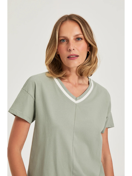 Moodo Olivová halenka s výstřihem do V Moodo
