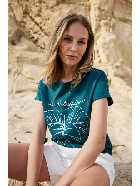 Moodo Bavlněné tričko s potiskem zelené Moodo