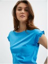 Orsay Modré dámské tričko s volánem ORSAY