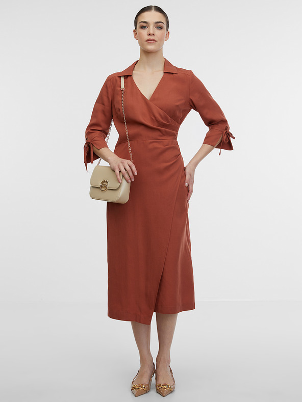 Orsay Hnědé dámské zavinovací šaty ORSAY