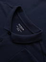 Ombre Clothing Pánské tričko BASIC s dlouhým rukávem a polo límcem - tmavě modré V3 OM-POBL-0162 Ombre Clothing