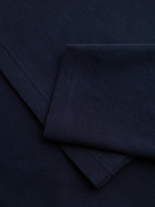 Ombre Clothing Pánské tričko BASIC s dlouhým rukávem a polo límcem - tmavě modré V3 OM-POBL-0162 Ombre Clothing