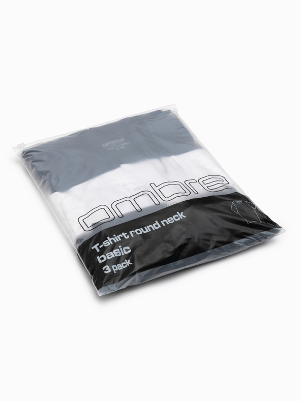 Ombre Clothing Pánská bavlněná trička BASIC s kulatým výstřihem - černá/bílá/modrá V1 OM-TSBS-0268 Ombre Clothing