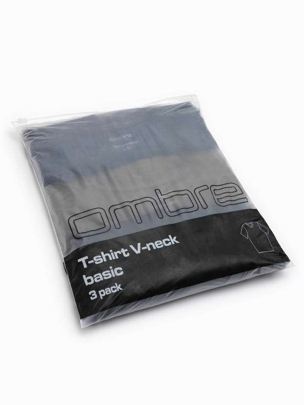 Ombre Clothing Pánské bavlněné tričko BASIC s výstřihem do V - černá/námořnická modrá/tmavě olivová V7 OM-TSBS-0281 Ombre Clothing