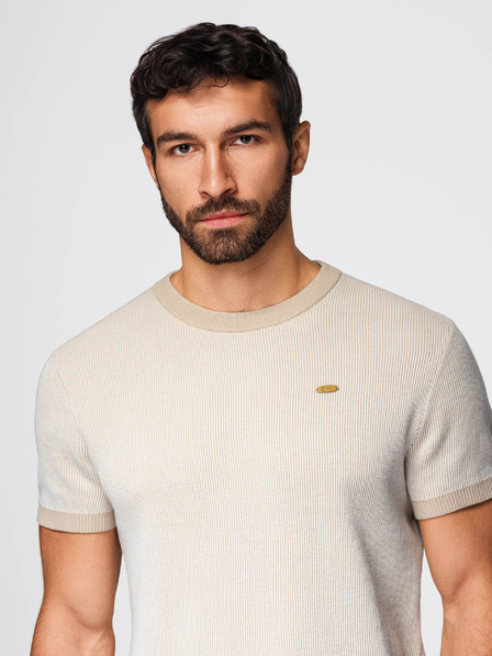 Ombre Clothing Pánská strukturovaná košile z bavlněného úpletu - bílá V1 OM-TSCT-0265 Ombre Clothing