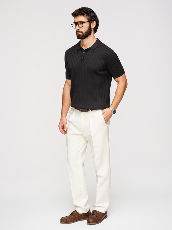 Ombre Clothing Pánská polokošile SLIM FIT z viskózy se svislými pruhy - černá V1 OM-POSS-0169 Ombre Clothing