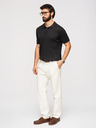 Ombre Clothing Pánská polokošile SLIM FIT z viskózy se svislými pruhy - černá V1 OM-POSS-0169 Ombre Clothing