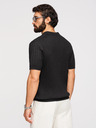 Ombre Clothing Pánská polokošile SLIM FIT z viskózy se svislými pruhy - černá V1 OM-POSS-0169 Ombre Clothing