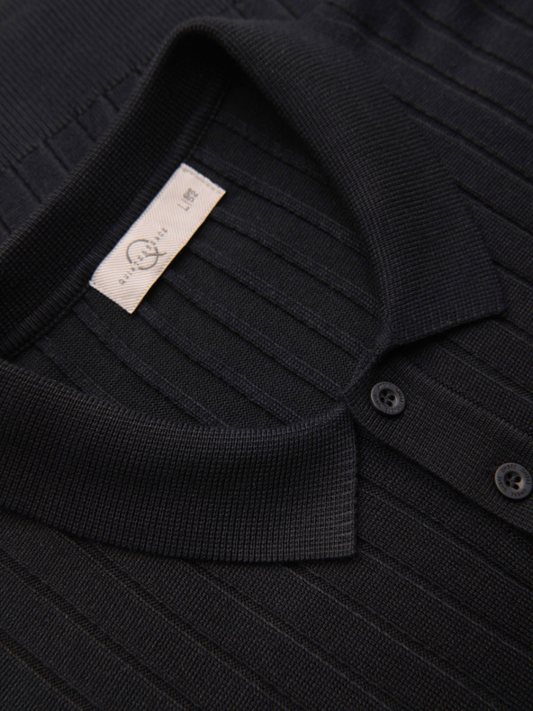 Ombre Clothing Pánská polokošile SLIM FIT z viskózy se svislými pruhy - černá V1 OM-POSS-0169 Ombre Clothing