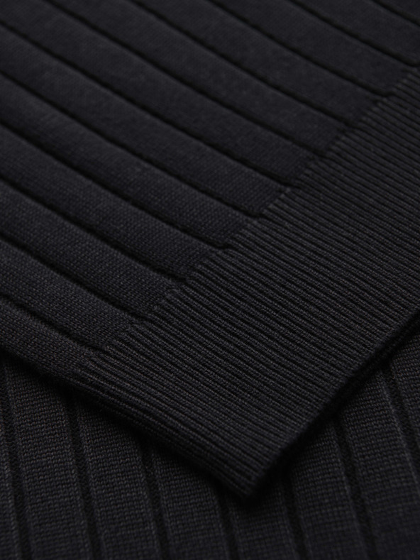 Ombre Clothing Pánská polokošile SLIM FIT z viskózy se svislými pruhy - černá V1 OM-POSS-0169 Ombre Clothing